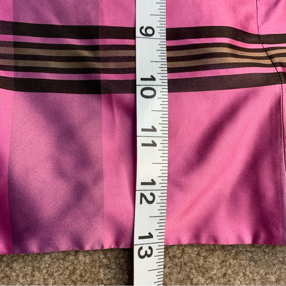 Ann Taylor Sz4 100% silk pink&brown striped sleeveless zip corset top with stays - Picture 9 of 9